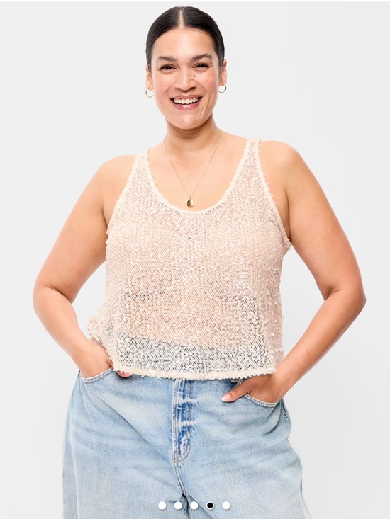 Old Navy Tops - NWT Old Navy Sequin Tank Top in Sea Salt